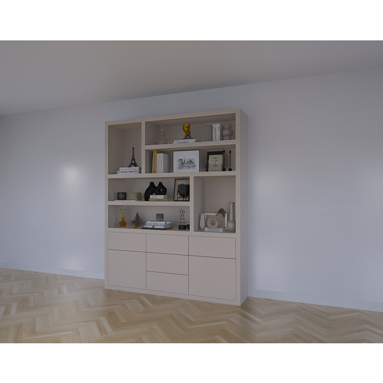 123schrank Joetsu Fächerschrank - 180x40x220H cm - 5cm Fachbodenstärke - 5 push-to-open Schubladen - 2 push-to-open Türen - schlankes Design