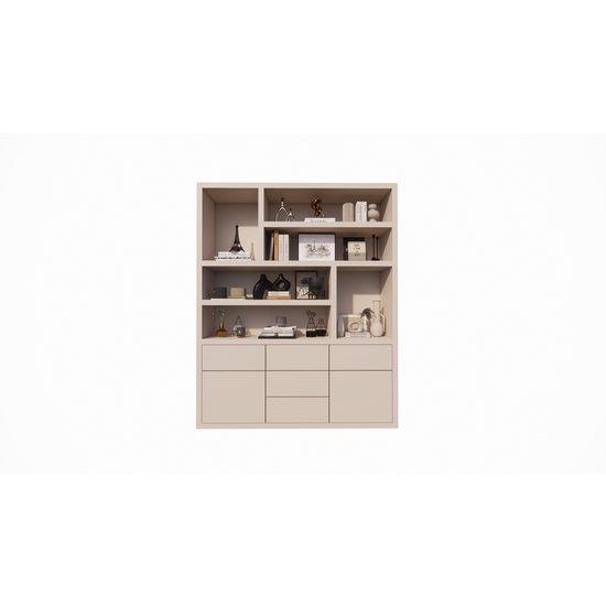 123schrank Joetsu Fächerschrank - 180x40x220H cm - 5cm Fachbodenstärke - 5 push-to-open Schubladen - 2 push-to-open Türen - schlankes Design