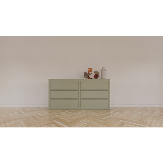 123schrank Rosetown Kommode - 180x40x90H cm - 6 Push-to-Open-Schubladen - schlankes Design