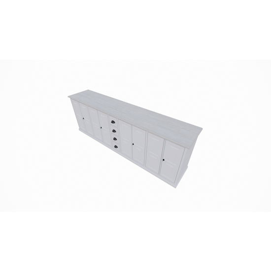 123schrank Sideboard Fernie - 260x50x90H cm - mit Eichenplatte - 8 Flügeltüren - 4 Schubladen