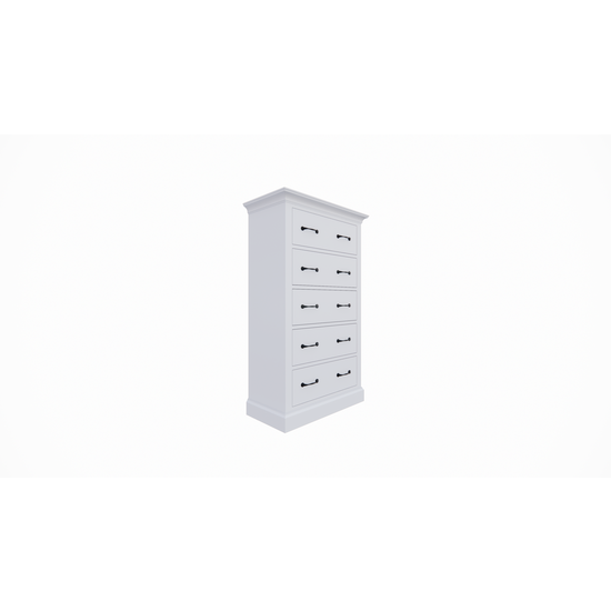 123schrank Kommode Crato - 70x35x130H cm - 5 Soft-Close-Schubladen