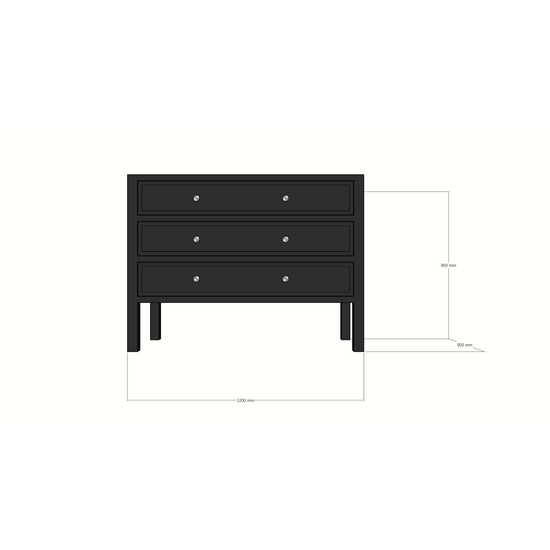 123schrank Kommode/Kommode - 120x50x90H cm - 3 Soft-Close-Schubladen - auf Beinen