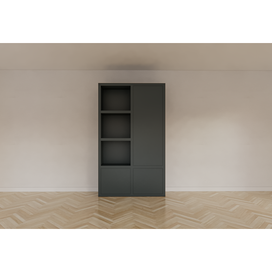 123schrank Lutose Fächerschrank - 130x40x220H cm - 3 push-to-open Türen - 3 offene Fächer - 5cm Bodenstärke