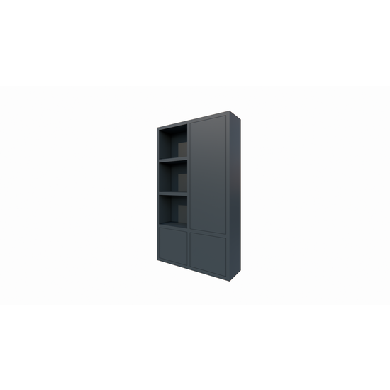 123schrank Lutose Fächerschrank - 130x40x220H cm - 3 push-to-open Türen - 3 offene Fächer - 5cm Bodenstärke