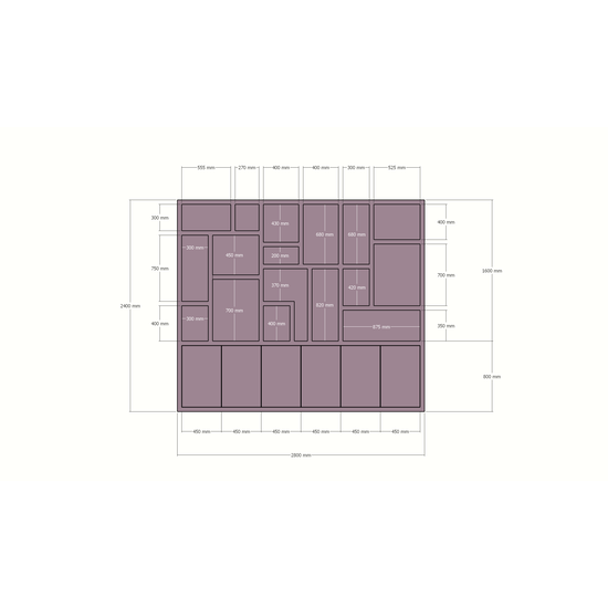 123schrank Amora Fächerschrank - 280x20x240H cm - push-to-open Türen