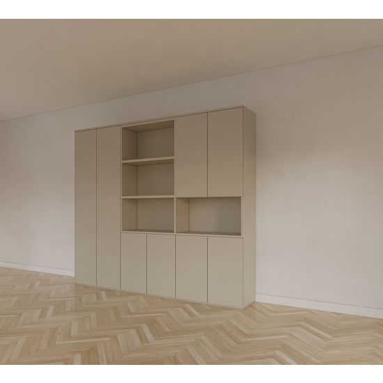 123schrank Colima Fächerschrank - 240x40x210H cm - 8 push-to-open Türen - 3cm Fachbodenstärke