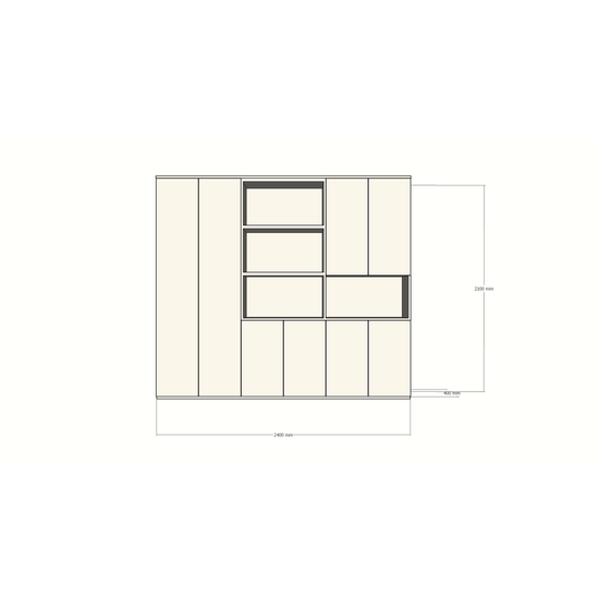 123schrank Colima Fächerschrank - 240x40x210H cm - 8 push-to-open Türen - 3cm Fachbodenstärke