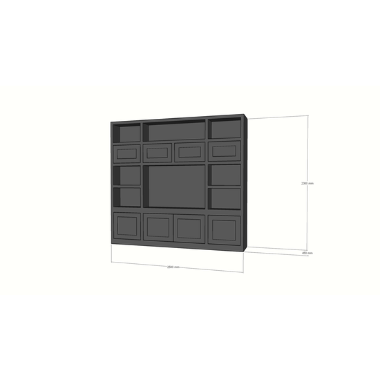 123schrank Atengo Fächerschrank - 250x45x230H cm - push-to-open Türen - offene Fächer