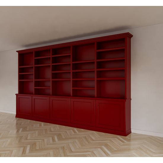 123schrank Bücherregal Mayto - 400x40x240H cm - push-to-open Türen - klassisch/gerade