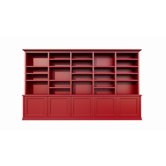 123schrank Bücherregal Mayto - 400x40x240H cm - push-to-open Türen - klassisch/gerade