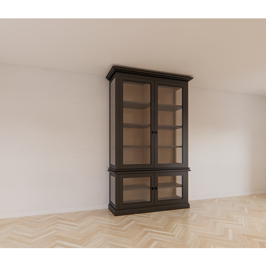 123schrank Idaho-Vitrine - 150x50x260H cm - Seiten aus Glas - Rückwand aus Eiche