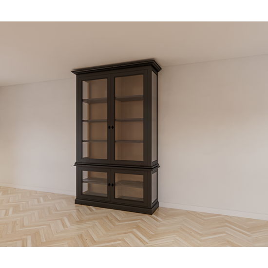 123schrank Idaho-Vitrine - 150x50x260H cm - Seiten aus Glas - Rückwand aus Eiche