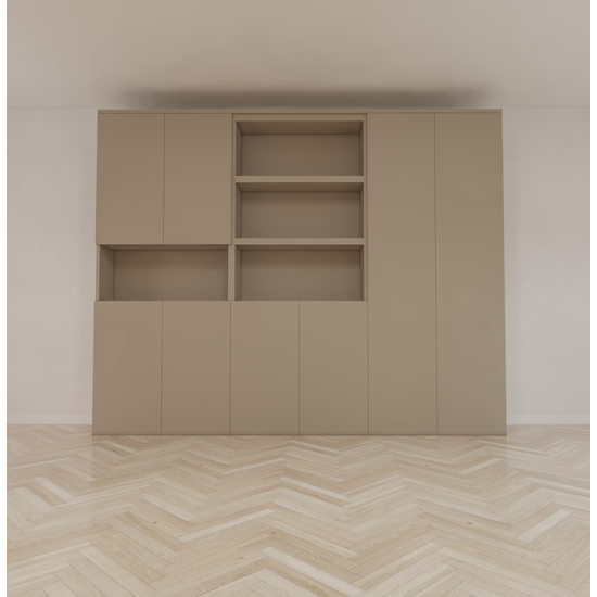 123schrank Huete Fachschrank - 300x40x240H cm - push-to-open Türen - 4 offene Fächer