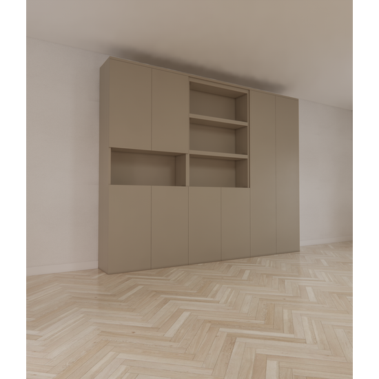 123schrank Huete Fachschrank - 300x40x240H cm - push-to-open Türen - 4 offene Fächer