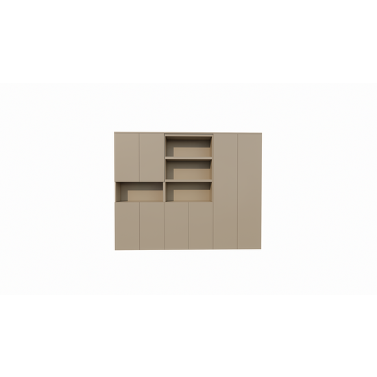 123schrank Huete Fachschrank - 300x40x240H cm - push-to-open Türen - 4 offene Fächer