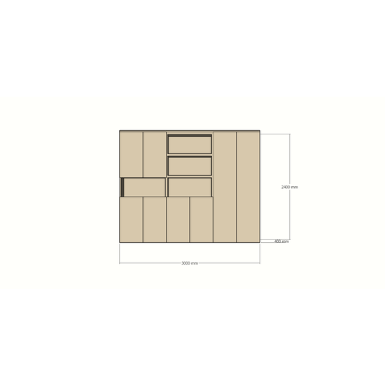 123schrank Huete Fachschrank - 300x40x240H cm - push-to-open Türen - 4 offene Fächer