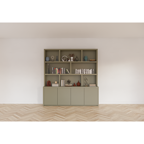 123schrank Fächerschrank Korsika - 230x40/20x240H cm - push-to-open Türen - flacher Oberschrank - 5cm Fachbodenstärke