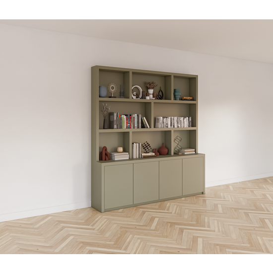 123schrank Fächerschrank Korsika - 230x40/20x240H cm - push-to-open Türen - flacher Oberschrank - 5cm Fachbodenstärke