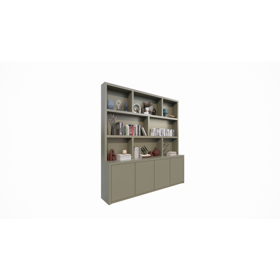 123schrank Fächerschrank Korsika - 230x40/20x240H cm - push-to-open Türen - flacher Oberschrank - 5cm Fachbodenstärke