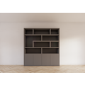 123schrank Regal Yukon - 227x50x240H cm - 5cm Regalstärke - schlankes Design - offene Regale - push to open Türen