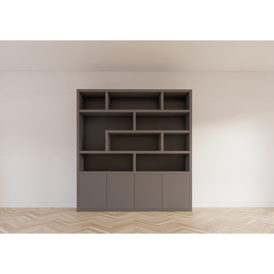 123schrank Regal Yukon - 227x50x240H cm - 5cm Regalstärke - schlankes Design - offene Regale - push to open Türen