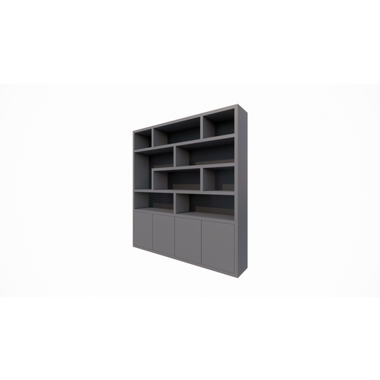 123schrank Regal Yukon - 227x50x240H cm - 5cm Regalstärke - schlankes Design - offene Regale - push to open Türen