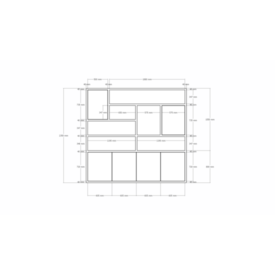 123schrank Pamplomaschrank - 250x35x235H cm - Fachbodenstärke 4cm - Türen zum Aufschieben