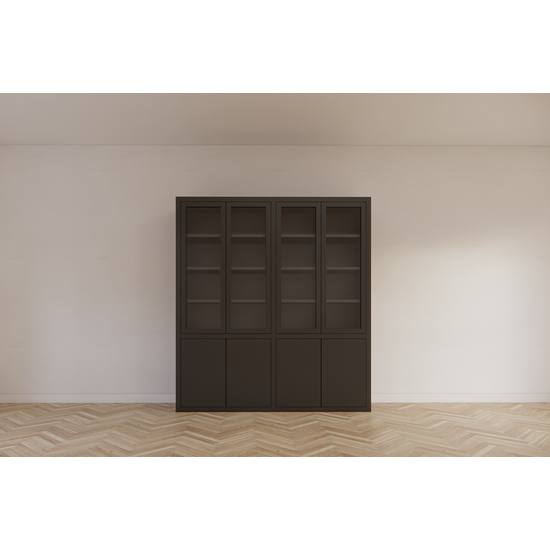 123schrank Bayonne Vitrine - 200x50x220H cm - Push-to-open Türen