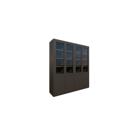 123schrank Bayonne Vitrine - 200x50x220H cm - Push-to-open Türen