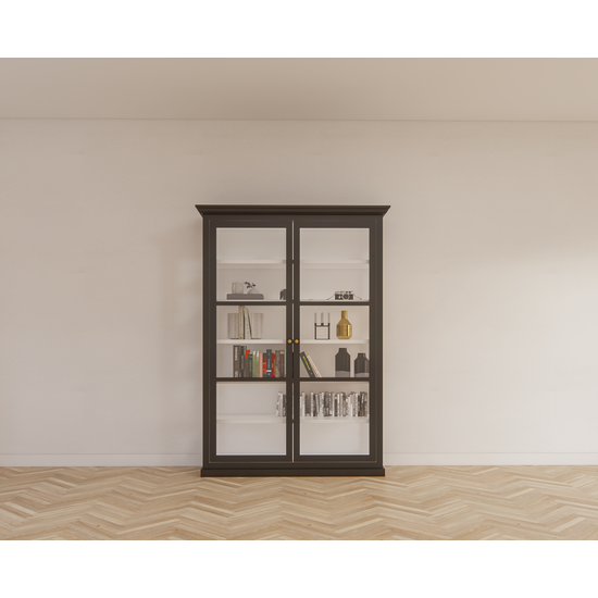 123schrank Vitrine Noia - 140x45x210H cm - Seiten aus Glas