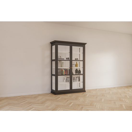 123schrank Vitrine Noia - 140x45x210H cm - Seiten aus Glas