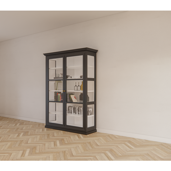 123schrank Vitrine Noia - 140x45x210H cm - Seiten aus Glas