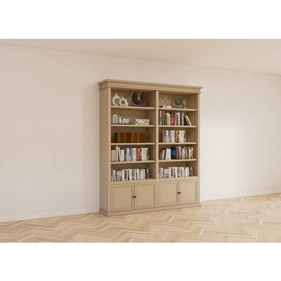 123schrank Bücherregal Bristol Library - 200x40x240H cm - verstellbare Fachböden - Flügeltüren