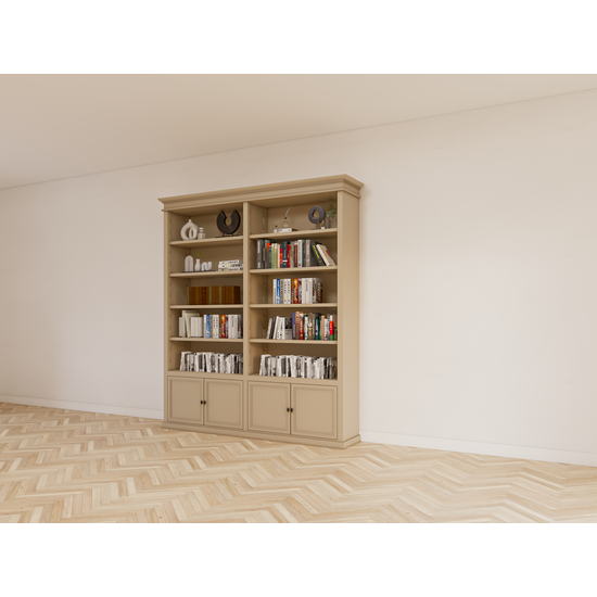 123schrank Bücherregal Bristol Library - 200x40x240H cm - verstellbare Fachböden - Flügeltüren