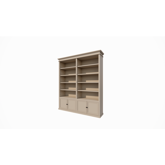 123schrank Bücherregal Bristol Library - 200x40x240H cm - verstellbare Fachböden - Flügeltüren