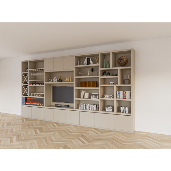 123schrank Marle Fachschrank - 490x40x260H - (Preis auf Anfrage) - Kamin - Weinregal - push to open Türen - 5cm Fachbodenstärke