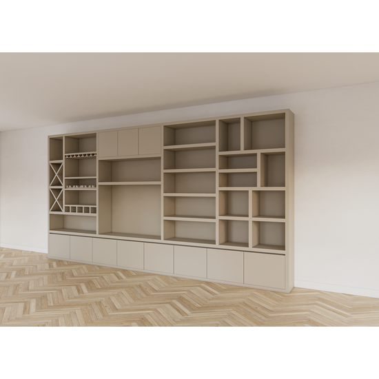 123schrank Marle Fachschrank - 490x40x260H - (Preis auf Anfrage) - Kamin - Weinregal - push to open Türen - 5cm Fachbodenstärke