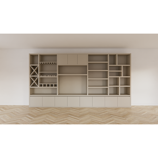 123schrank Marle Fachschrank - 490x40x260H - (Preis auf Anfrage) - Kamin - Weinregal - push to open Türen - 5cm Fachbodenstärke