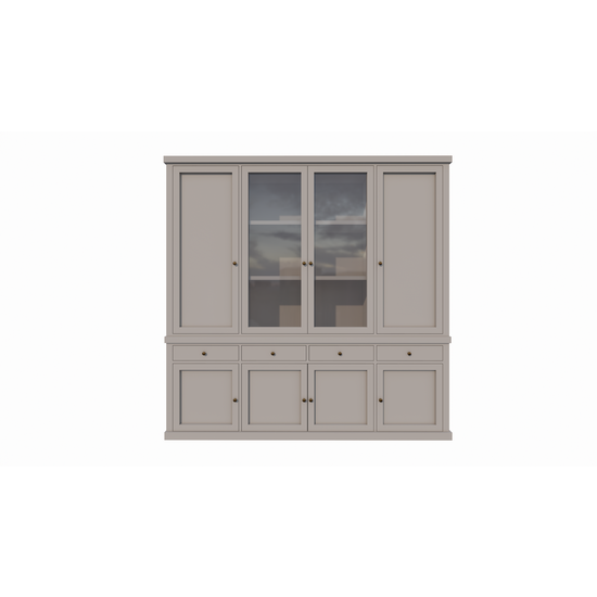 123schrank Buffetschrank Gramat - 220x46x220Hcm - Flügeltüren - 2 Glastüren - Soft-Close-Schubladen