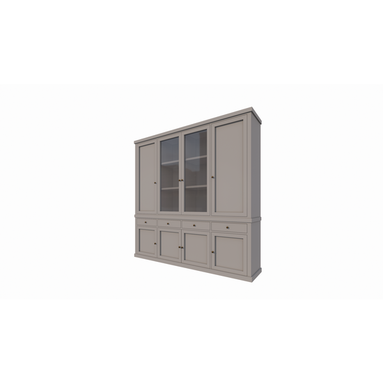 123schrank Buffetschrank Gramat - 220x46x220Hcm - Flügeltüren - 2 Glastüren - Soft-Close-Schubladen