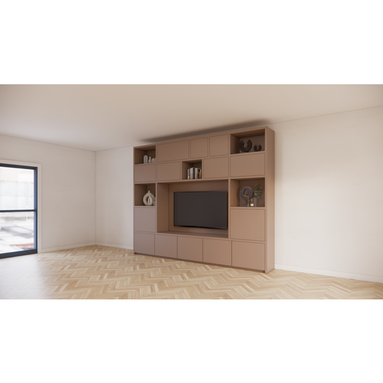 123schrank TV-Schrank Alcamo - 349x45x275Hcm - push to open Türen - unterer Unterschrank - glatte Oberfläche