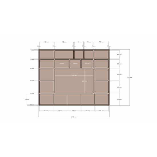 123schrank TV-Schrank Alcamo - 349x45x275Hcm - push to open Türen - unterer Unterschrank - glatte Oberfläche