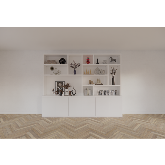 123schrank Bousies Schrank - 300x30/40x240H cm - push to open Türen - 4cm Fachbodenstärke