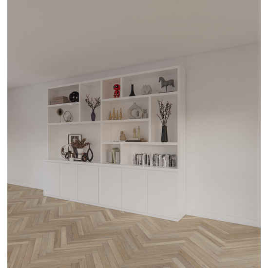 123schrank Bousies Schrank - 300x30/40x240H cm - push to open Türen - 4cm Fachbodenstärke