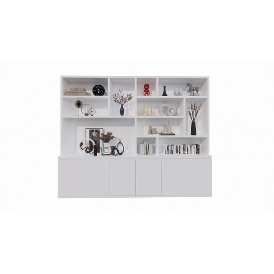 123schrank Bousies Schrank - 300x30/40x240H cm - push to open Türen - 4cm Fachbodenstärke