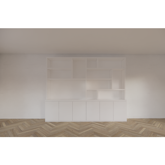 123schrank Bousies Schrank - 300x30/40x240H cm - push to open Türen - 4cm Fachbodenstärke