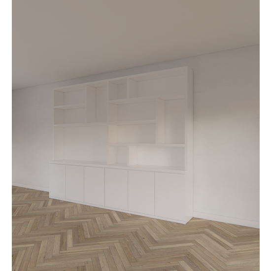 123schrank Bousies Schrank - 300x30/40x240H cm - push to open Türen - 4cm Fachbodenstärke