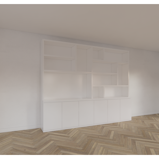 123schrank Bousies Schrank - 300x30/40x240H cm - push to open Türen - 4cm Fachbodenstärke