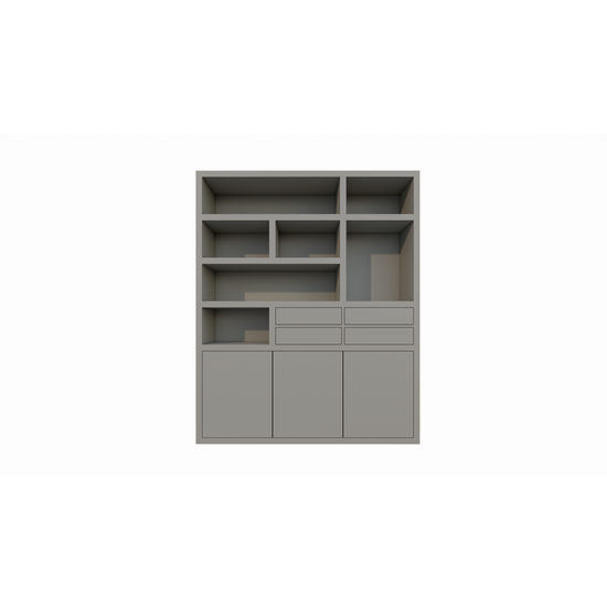 123schrank Avola Fachschrank - 180x35x220H cm - push-to-open Türen - 4 push-to-open Schubladen
