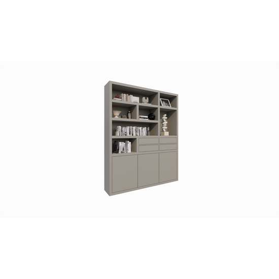 123schrank Avola Fachschrank - 180x35x220H cm - push-to-open Türen - 4 push-to-open Schubladen